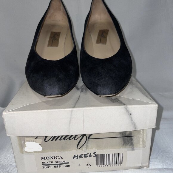 AMALFI 'Monica' Pumps Heels Vintage Black Suede ITALY Size 9AA - Picture 2 of 5